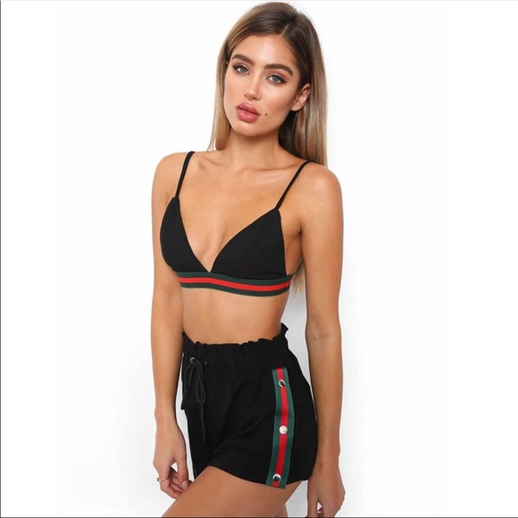🔴Two piece 2 piece Stripe Black Set Romper Gucci - Picture 2 of 4